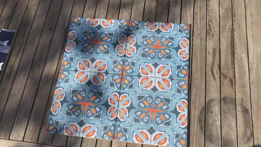 Alhambra tile - Spiky Centre -  FIRED INK Version