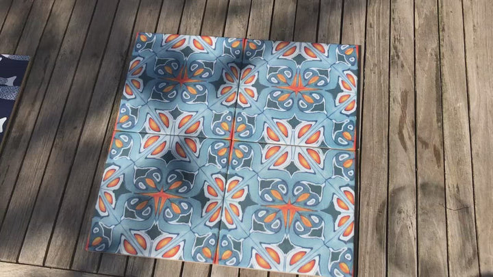 Alhambra tile - Spiky Centre -  FIRED INK Version
