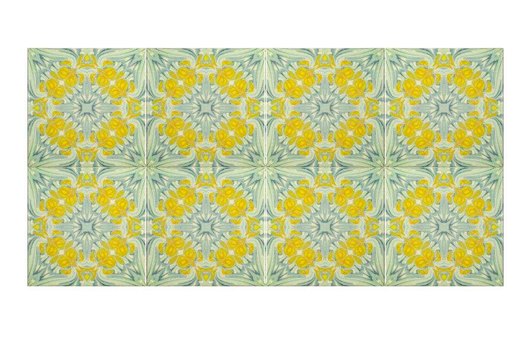 Yellow Green Vintage Botanical Tiles