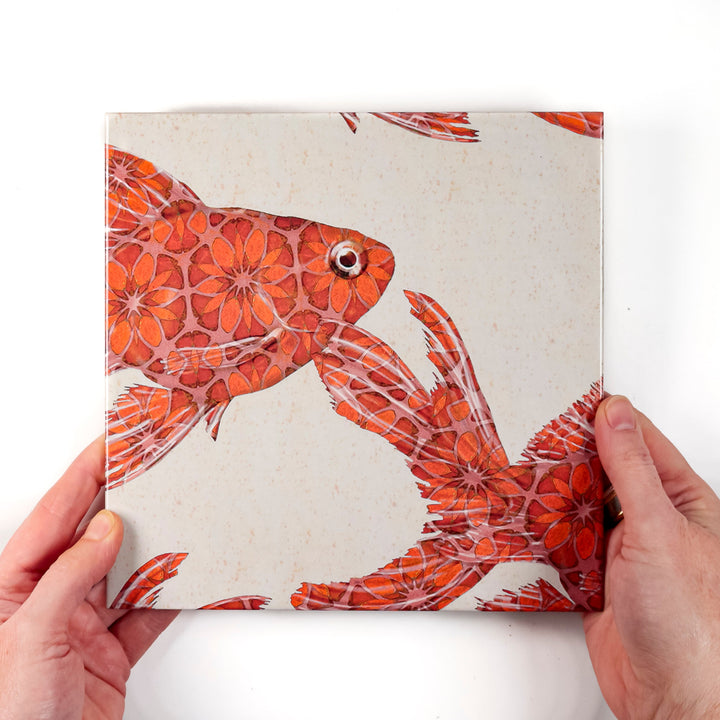 Goldfish tile - Large Scale - FIRED INK Version