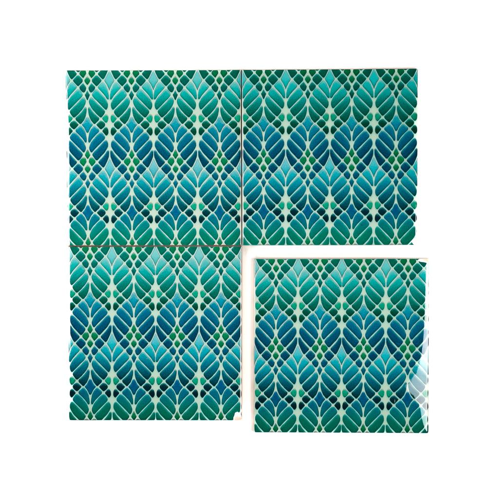 "Malachite Twining" Green blue kitchen tiles