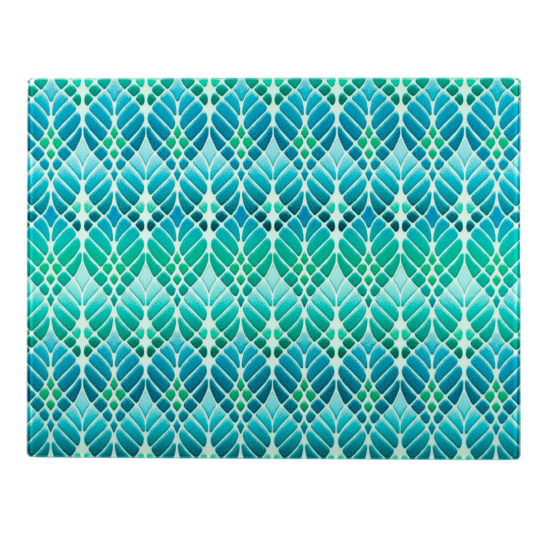 Interwoven Trees Worktop Protector - Blue / Turquoise