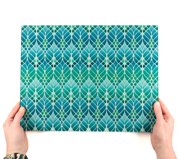 Interwoven Trees Worktop Protector - Blue / Turquoise