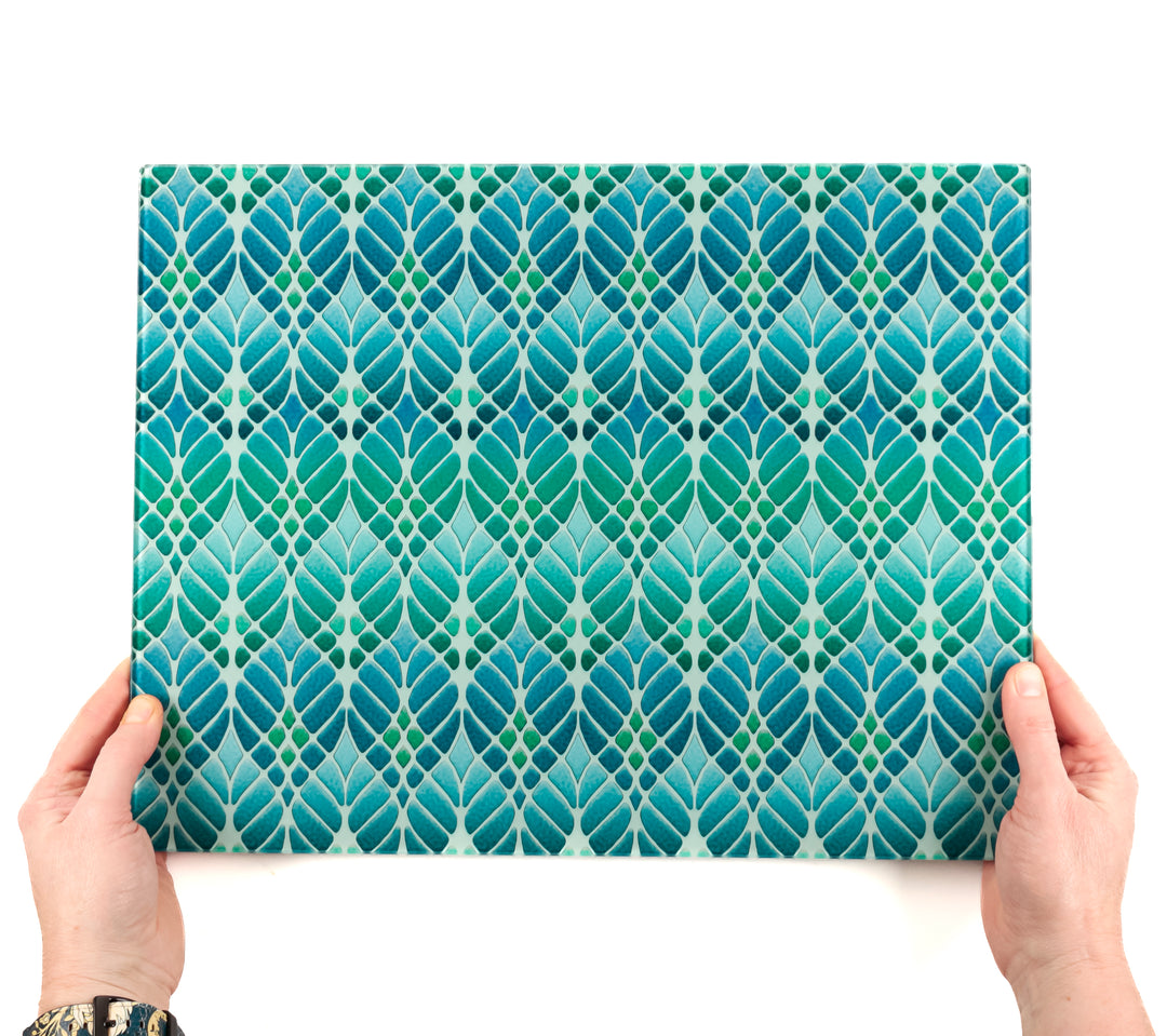 Interwoven Trees Worktop Protector - Blue / Turquoise