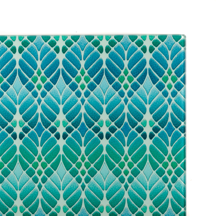Interwoven Trees Worktop Protector - Blue / Turquoise