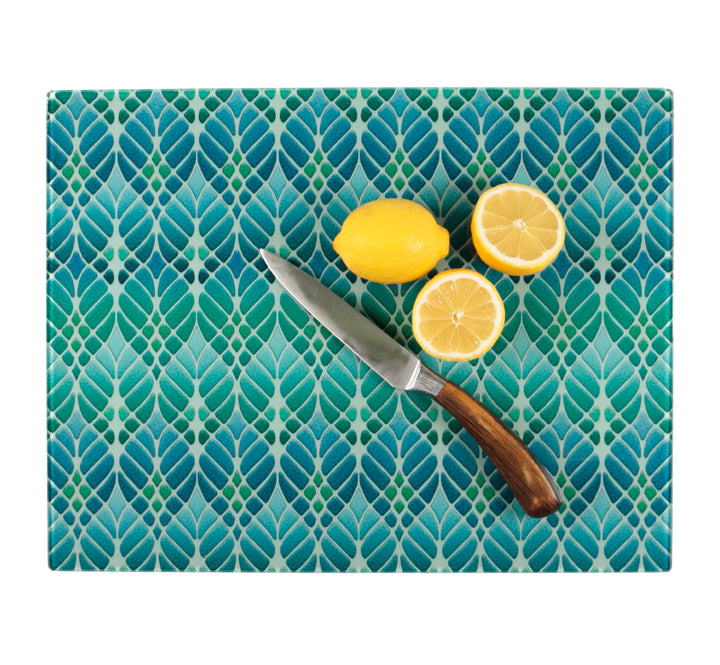 Interwoven Trees Worktop Protector - Blue / Turquoise