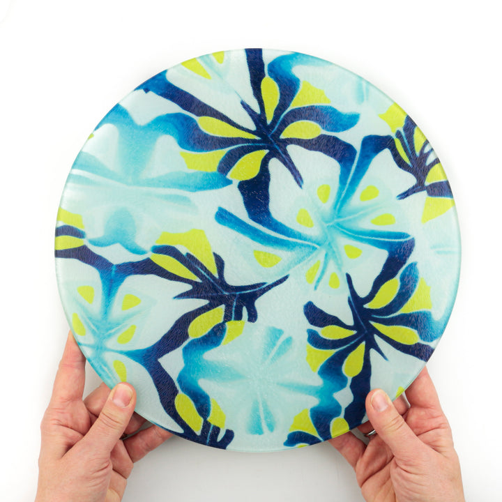 Navy Blue Yellow modern abstract chopping board - Large