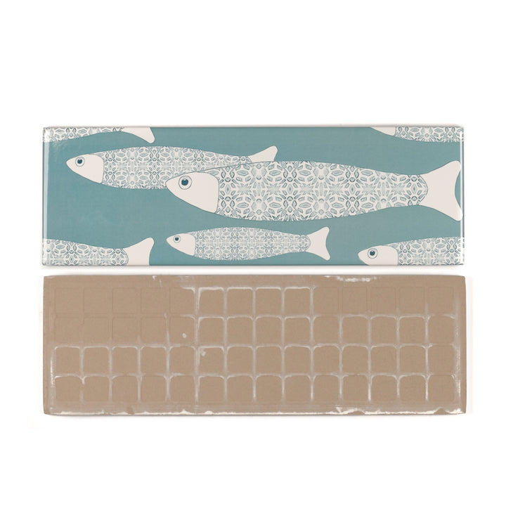 Grey Blue Ocean Shoal tiles - 30x10cm -  FIRED INK Version