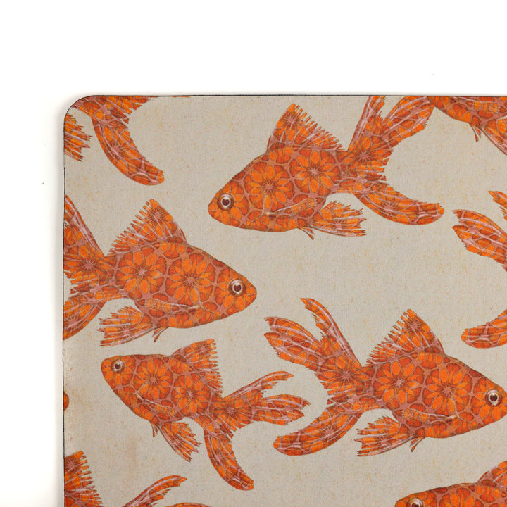 Goldfish Large Pet Food Mat - Red / Stone