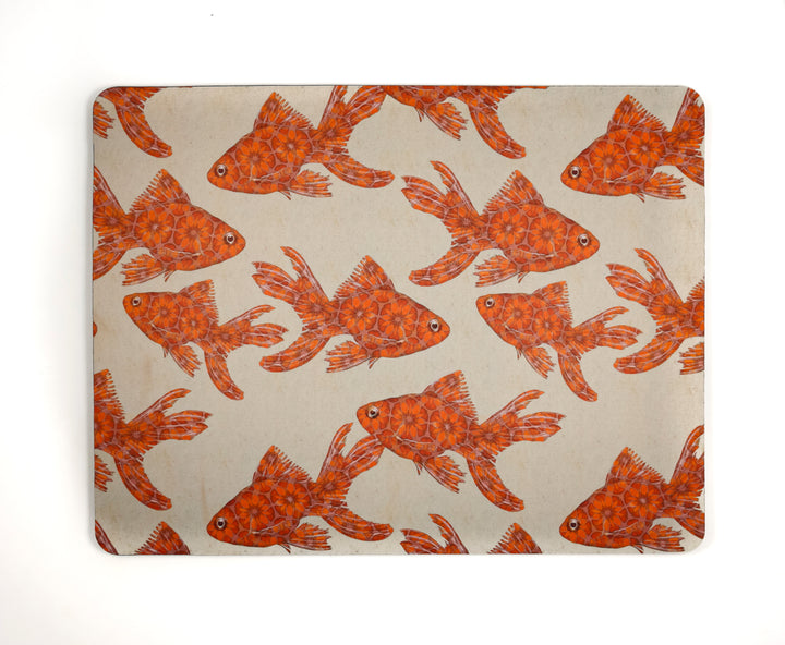 Goldfish Large Pet Food Mat - Red / Stone