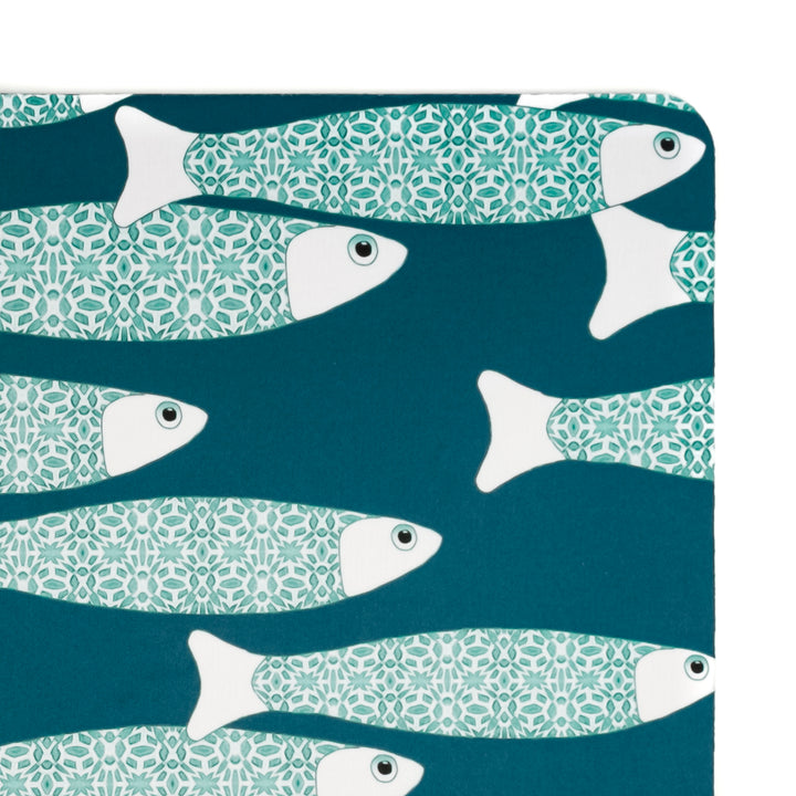 Teal Ocean Shoal Large Pet Food Mat