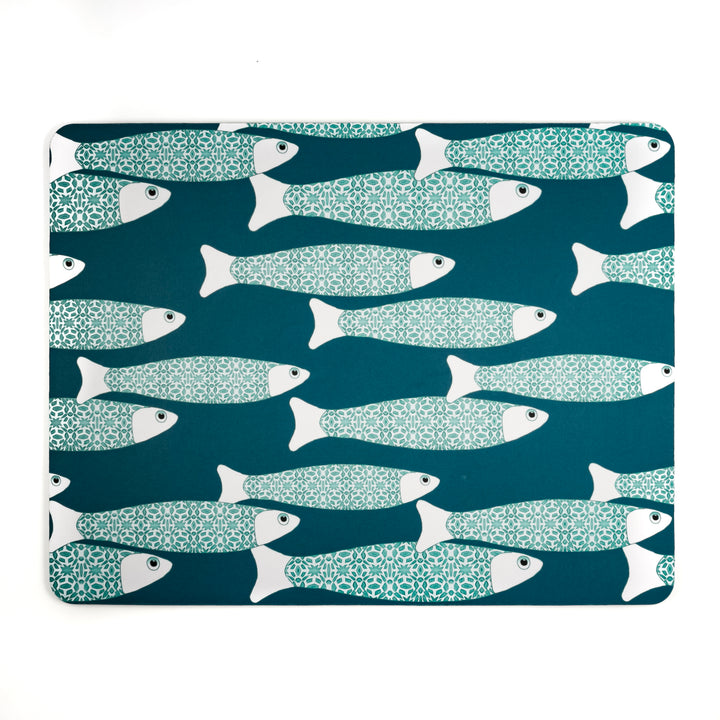 Teal Ocean Shoal Large Pet Food Mat