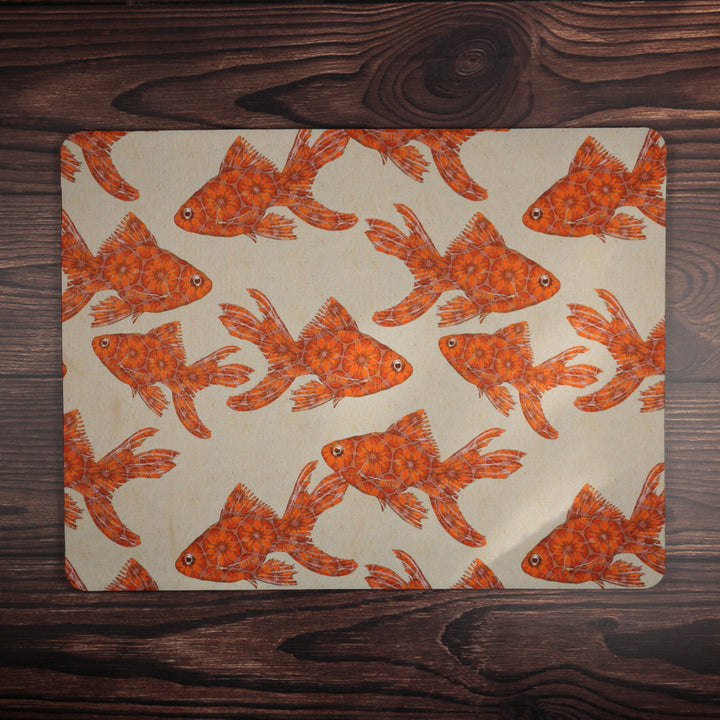 Goldfish Large Pet Food Mat - Red / Stone