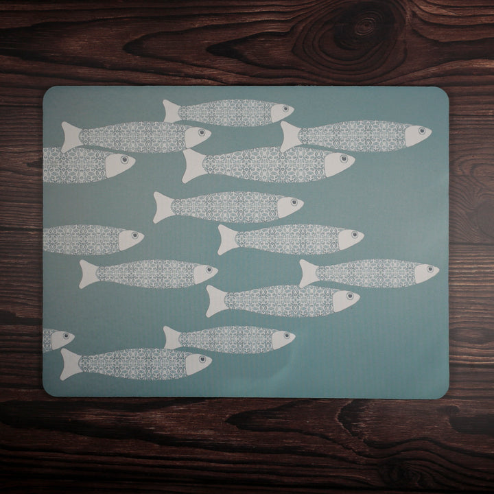 Grey Ocean Shoal Pet Food Mat