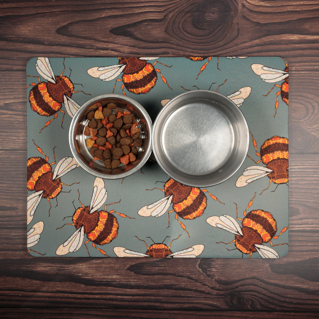 Wandering Bees Large Pet Food Mat