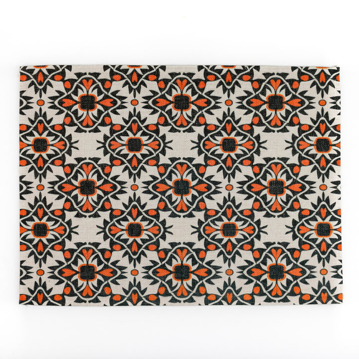 Aztec Red Orange Black Linen-feel Placemats