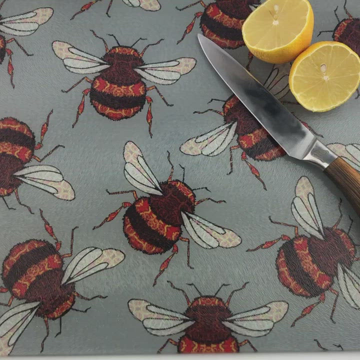 Red Gold Bumble Bees Worktop Protector