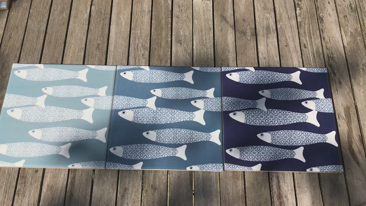 Ocean Shoal tile - Navy -  FIRED INK Version