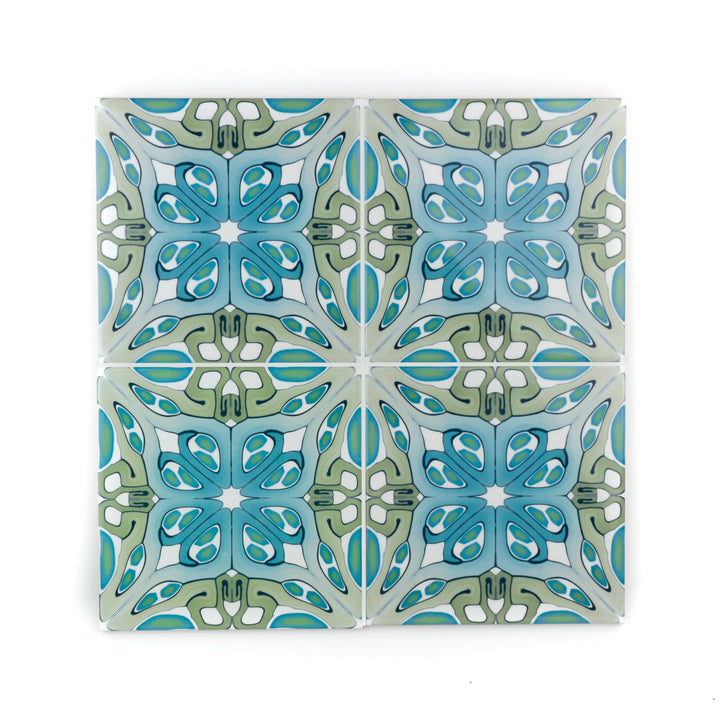 "Suzanne" muted green blue art deco tile