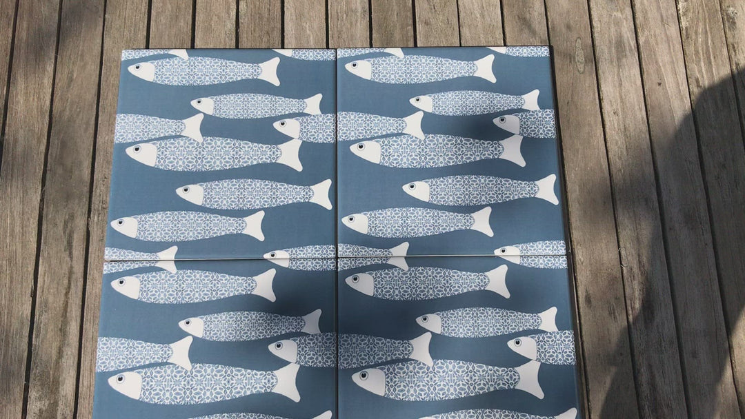 Ocean Shoal tile - Teal -  FIRED INK Version