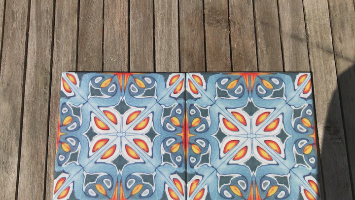 Alhambra Tiles - Flower Centre -  FIRED INK Version