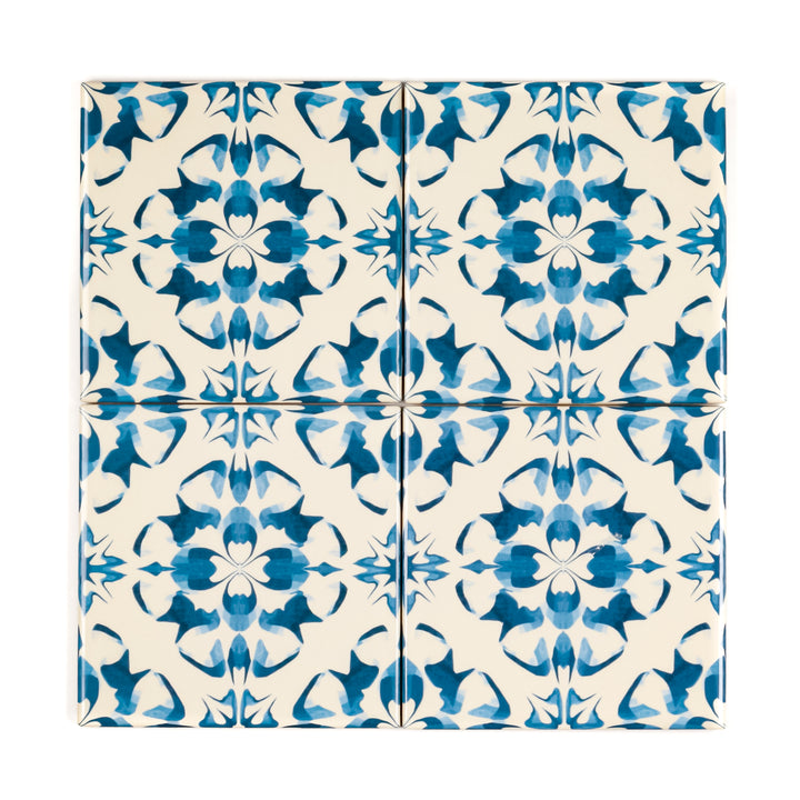 Delft Blue Cream tiles -  FIRED INK Version