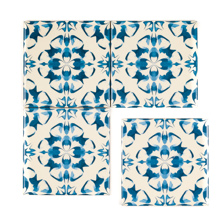 Delft Blue Cream tiles -  FIRED INK Version