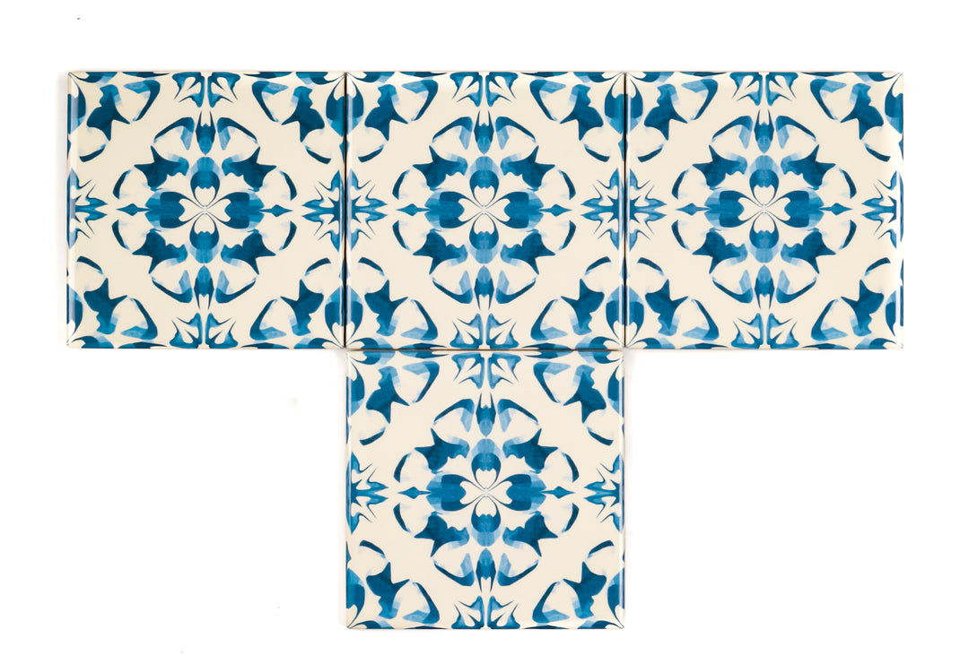 Delft Blue Cream tiles -  FIRED INK Version