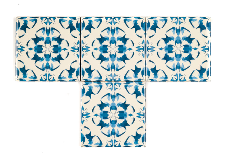 Delft Blue Cream tiles -  FIRED INK Version