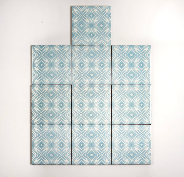 SALE : Pale Blue Star Tiles - Set of 10x 10.8cm