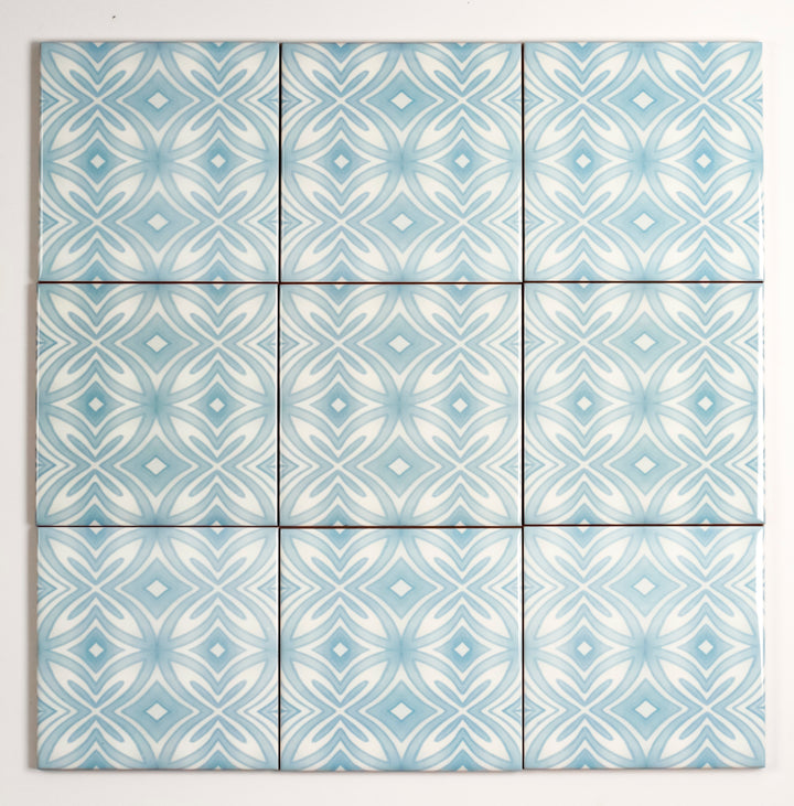 SALE : Pale Blue Star Tiles - Set of 10x 10.8cm