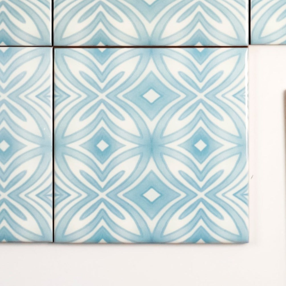 SALE : Pale Blue Star Tiles - Set of 10x 10.8cm