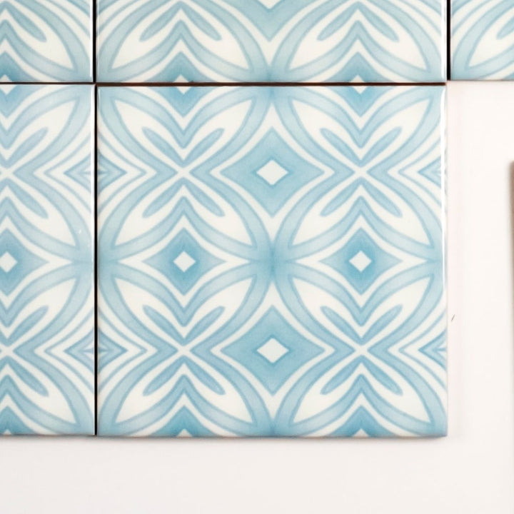 SALE : Pale Blue Star Tiles - Set of 10x 10.8cm