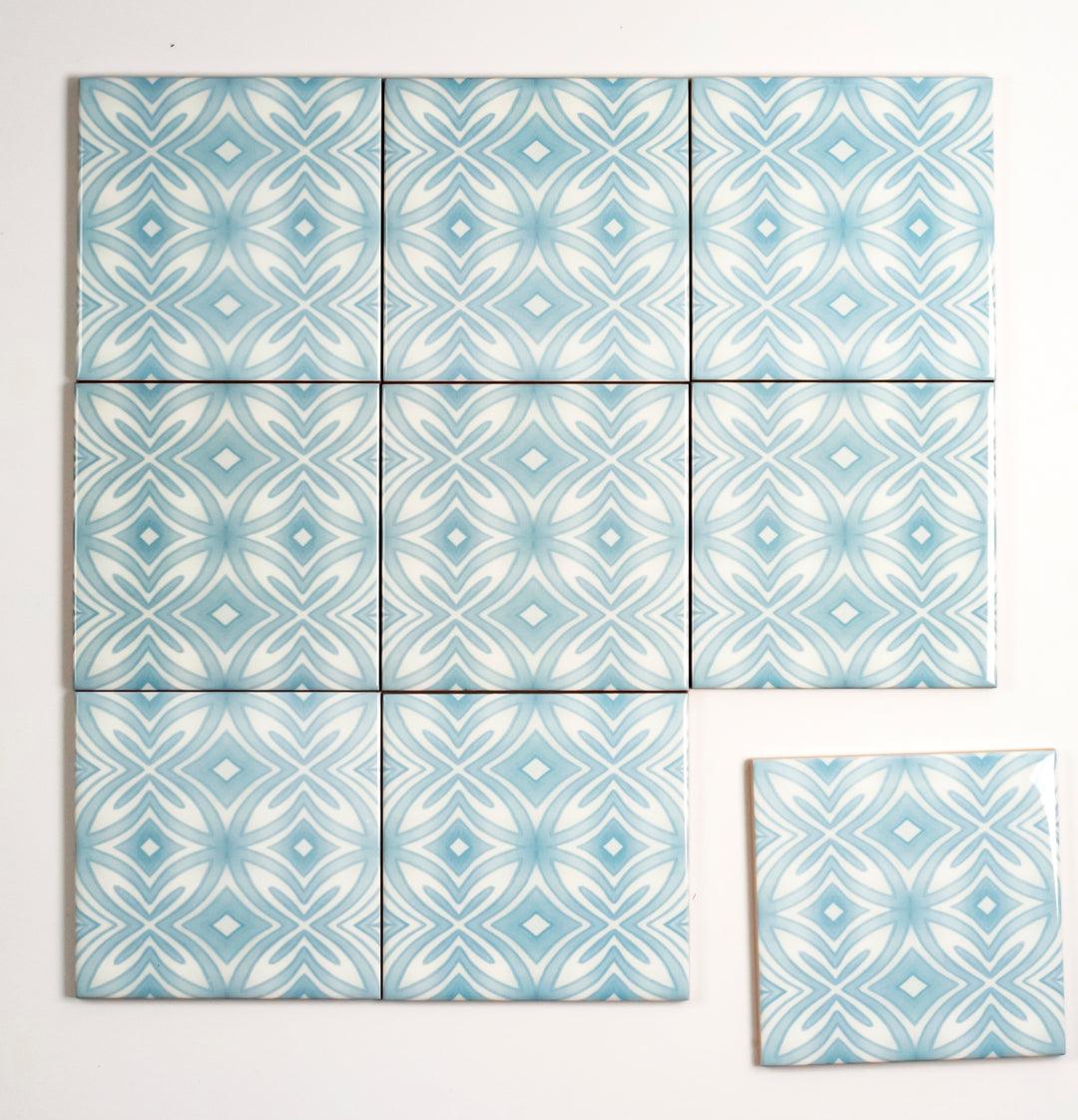 SALE : Pale Blue Star Tiles - Set of 10x 10.8cm