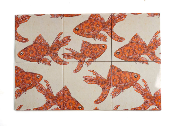Goldfish tile - Large Scale - FIRED INK Version