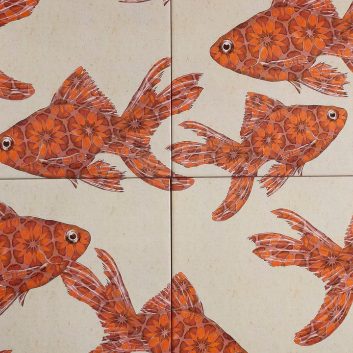 Goldfish tile - Large Scale - FIRED INK Version