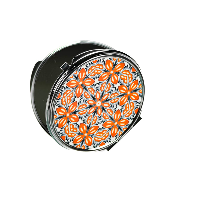 Orange Fox Flower Compact Folding Mirror