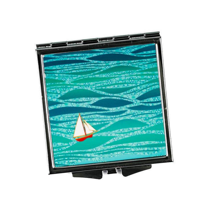 Caribbean Sailing Compact Folding Mirror - Red Boat