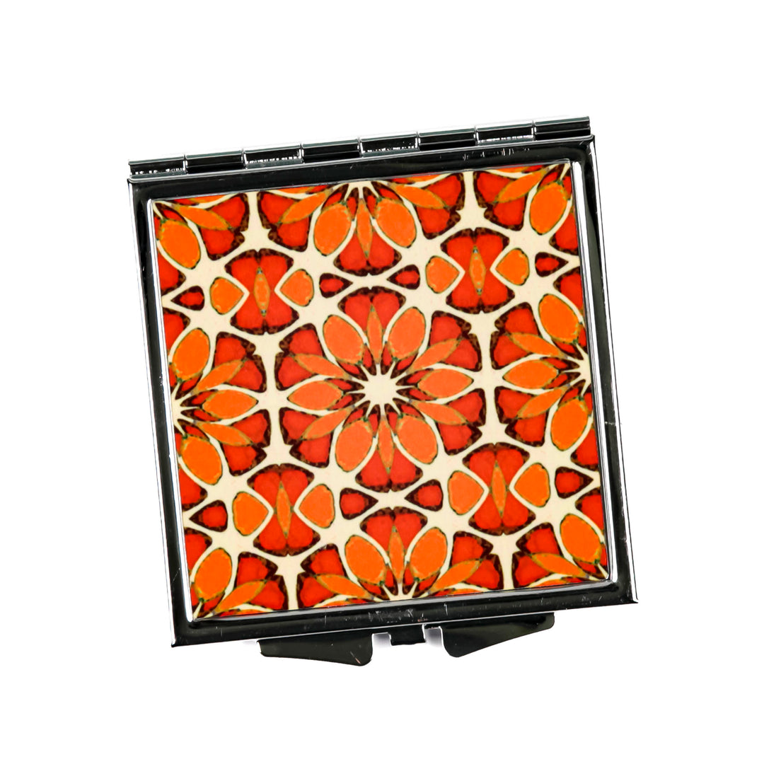 Moroccan Flower Compact Folding Mirror