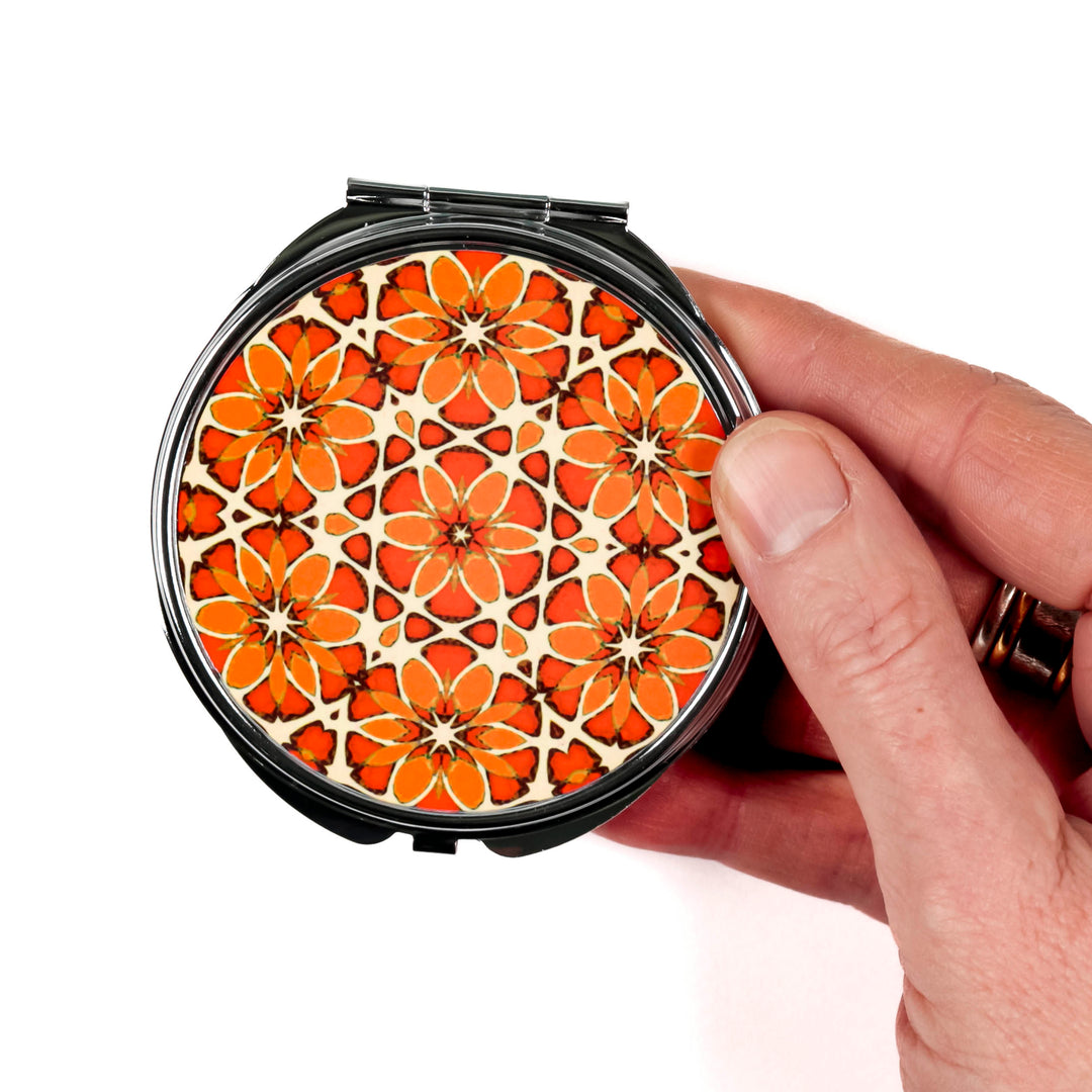 Moroccan Flower Compact Folding Mirror
