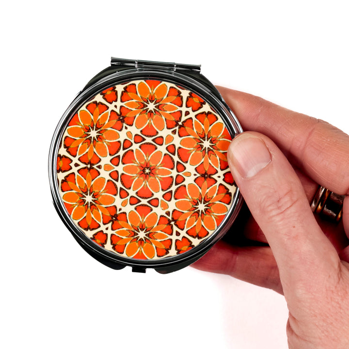Moroccan Flower Compact Folding Mirror
