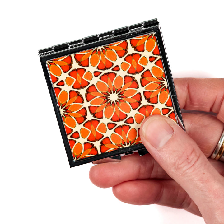 Moroccan Flower Compact Folding Mirror