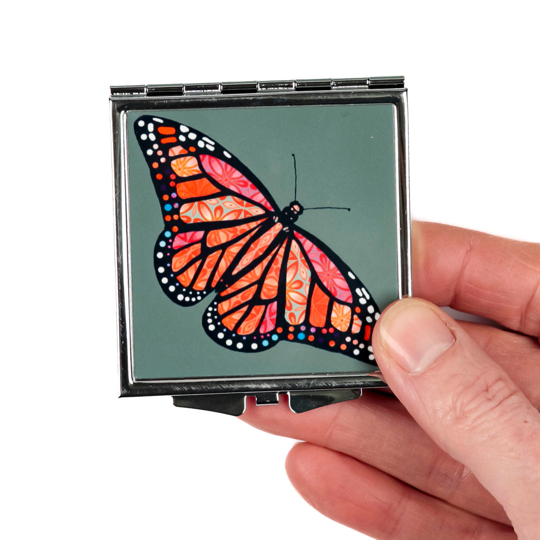Red Butterfly Compact Folding Mirror