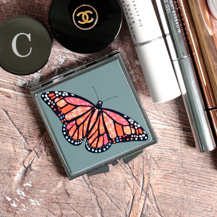 Red Butterfly Compact Folding Mirror