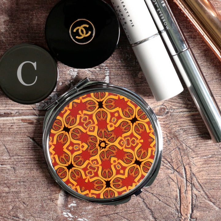 Red Medieval Compact Folding Mirror