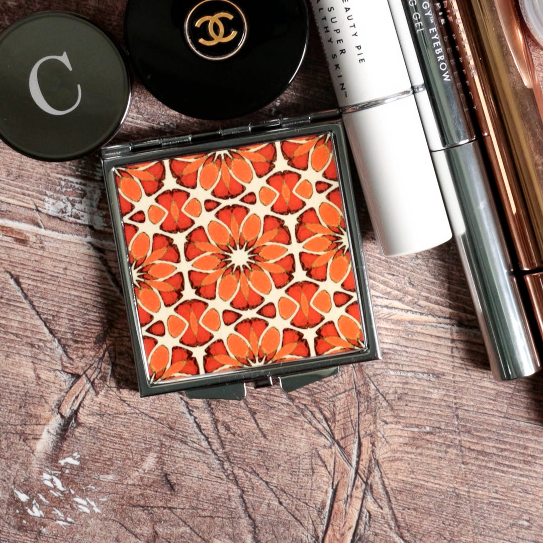 Moroccan Flower Compact Folding Mirror