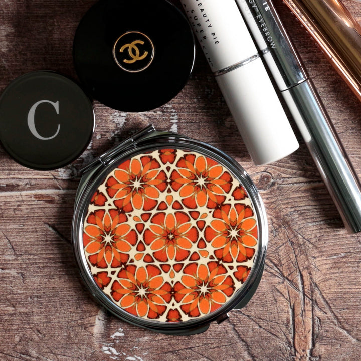 Moroccan Flower Compact Folding Mirror