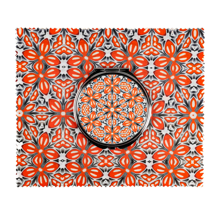 Orange Fox Flower Compact Folding Mirror