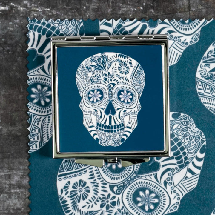 Illustrated Skull Compact Folding Mirror