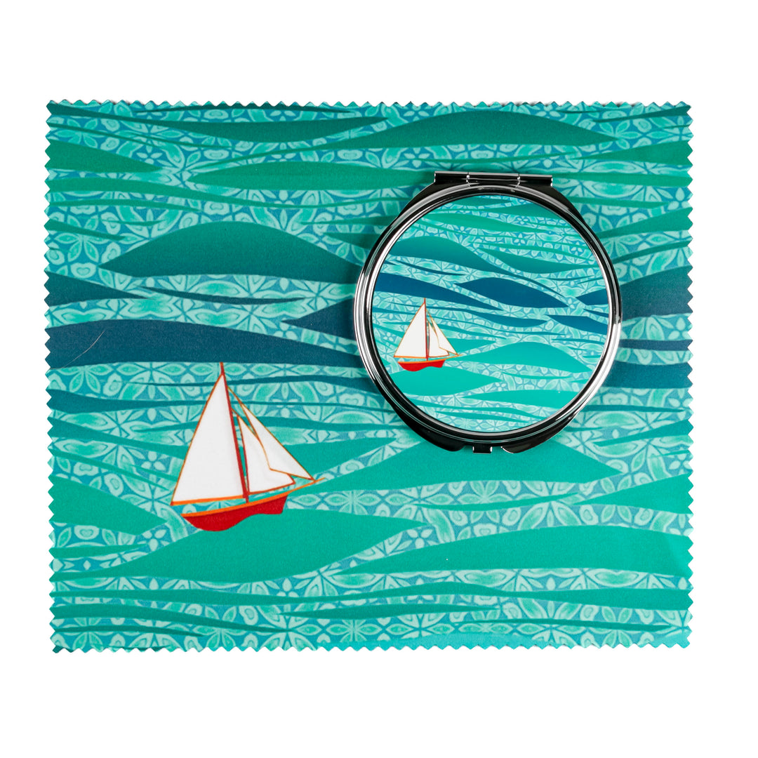 Caribbean Sailing Compact Folding Mirror - Red Boat